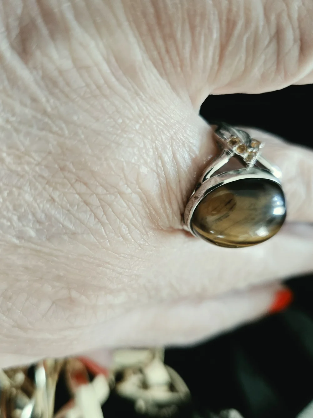 Sterling Silver Tiger's Eye Statement Ring - Brown Gemstone